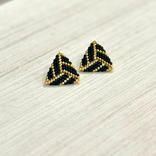 Aros Sofía | Negro & Dorado | Mostacilla Japonesa