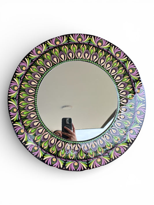 Espejo "Jardín del Alma" | 50cm | Técnica Puntillismo